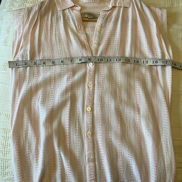 LOFT White and Pink Light Weight Cap Sleeve Tank Shirt Dress Size XSP - Picture 7 of 10